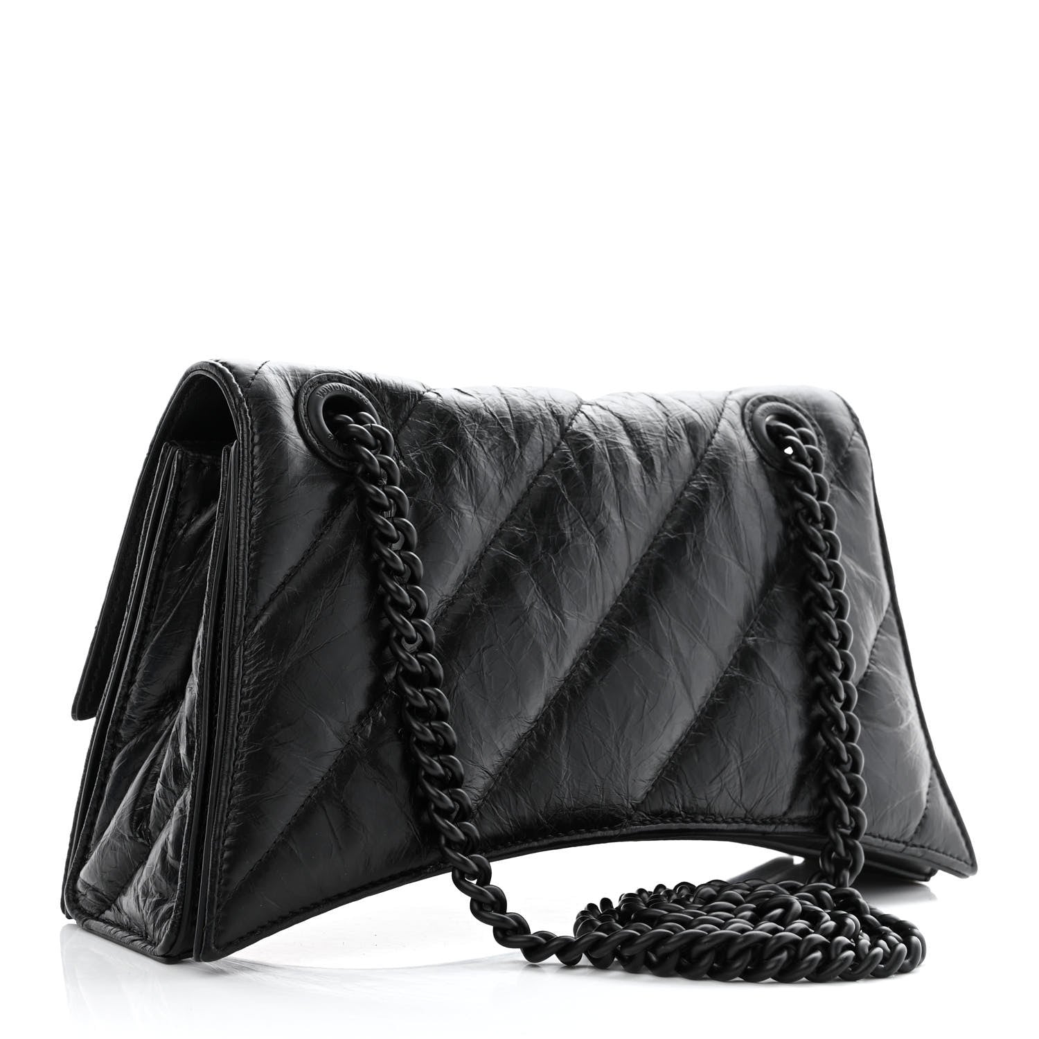 Balenciaga Crushed Calfskin Quilted Matte Black Hardware Small Crush Chain Bag Black 2 of 9