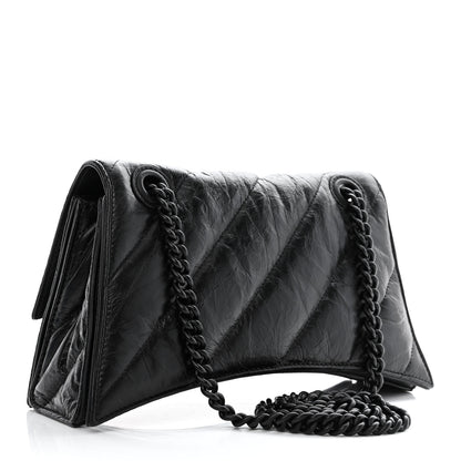 Balenciaga Crushed Calfskin Quilted Matte Black Hardware Small Crush Chain Bag Black 2 of 9