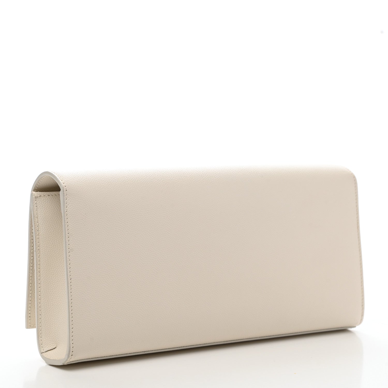 Saint Laurent Grain De Poudre Classic Monogram Cassandre Clutch Dove White 2 of 10