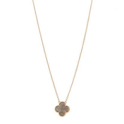 Van Cleef & Arpels 18K Rose Gold Gray Mother of Pearl Vintage Alhambra Pendant Necklace 1 of 6
