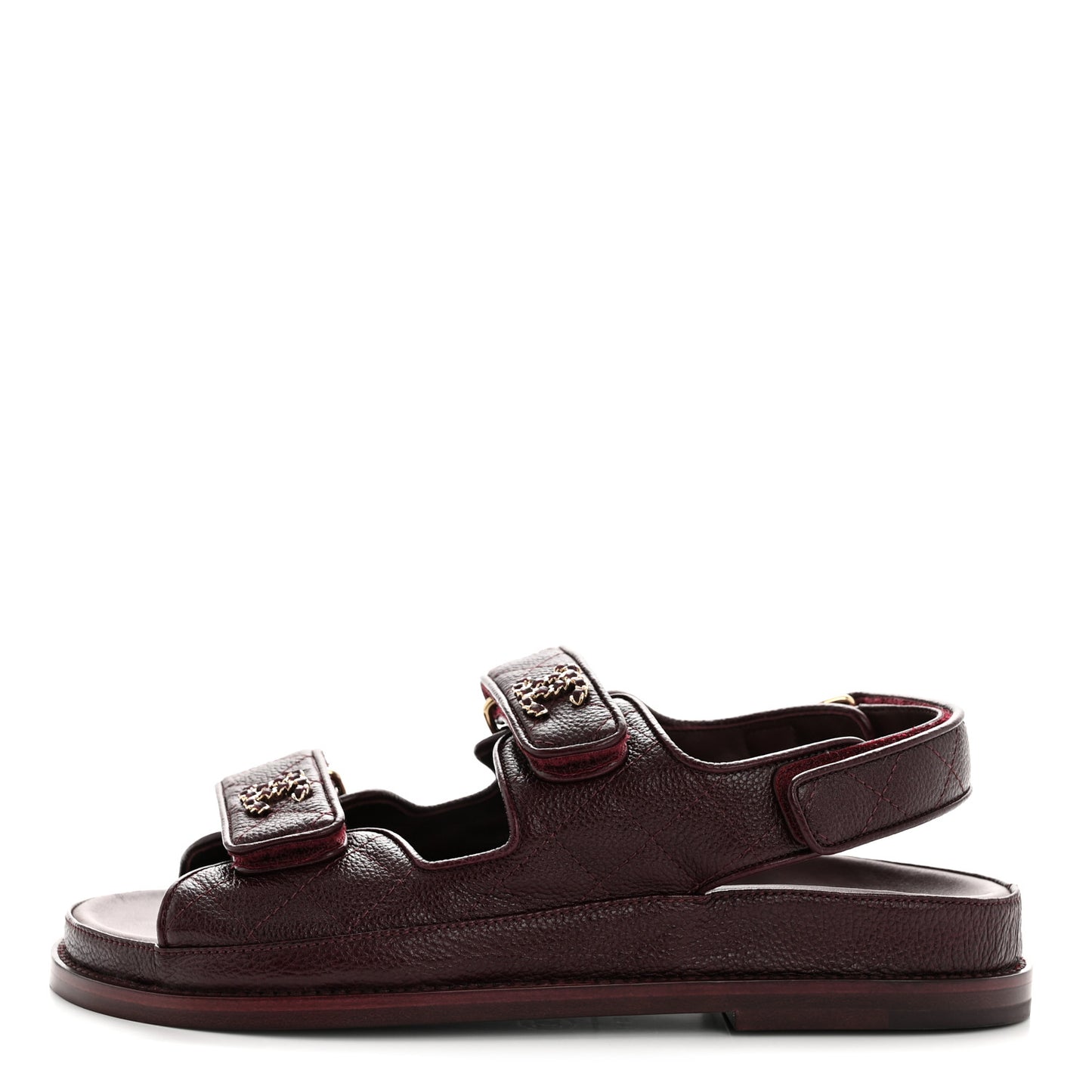 Grained Calfskin Velcro Dad Sandals 36.5 Maroon