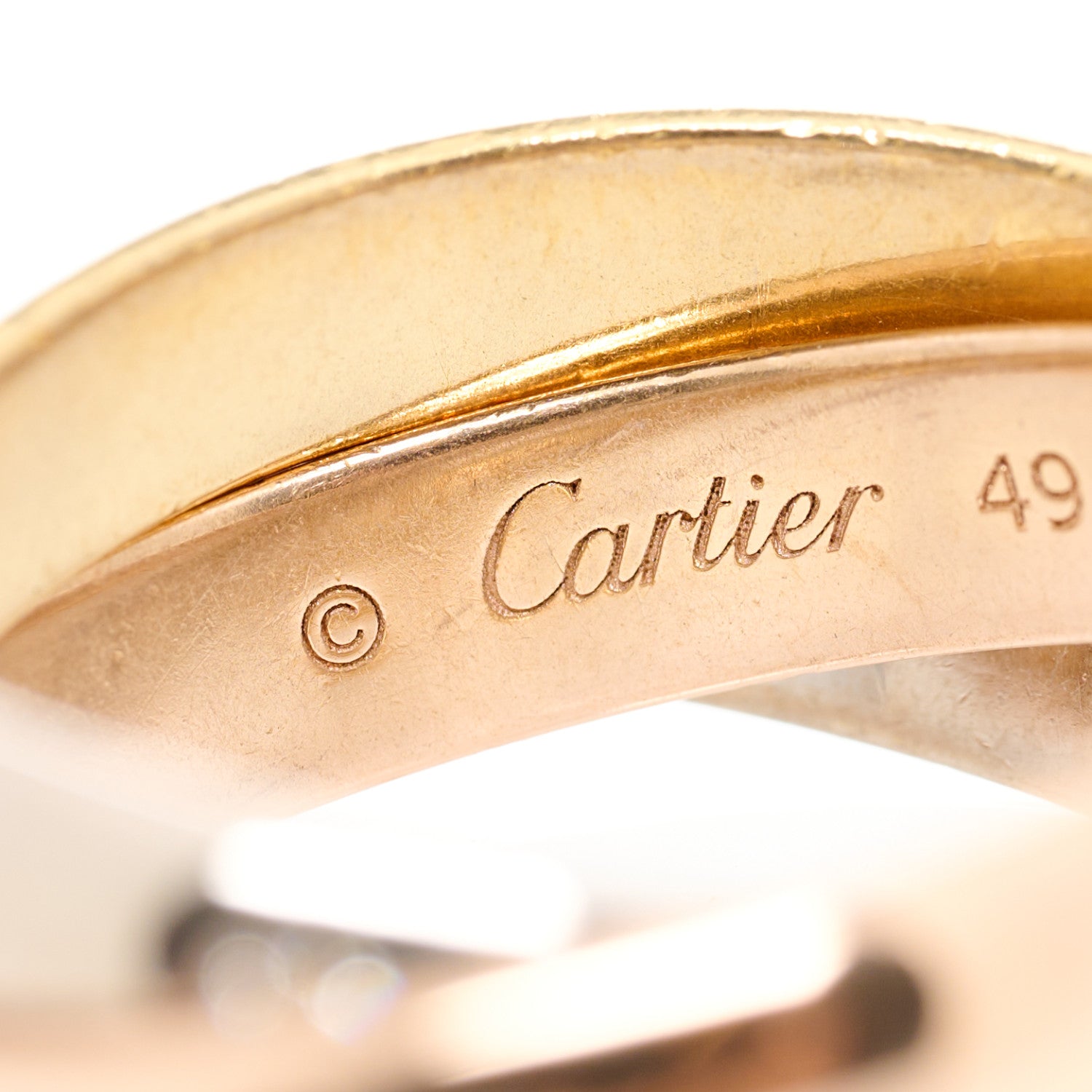 Cartier 18K Pink Yellow White Gold Diamond Trinity Ring 49 5 3 of 5