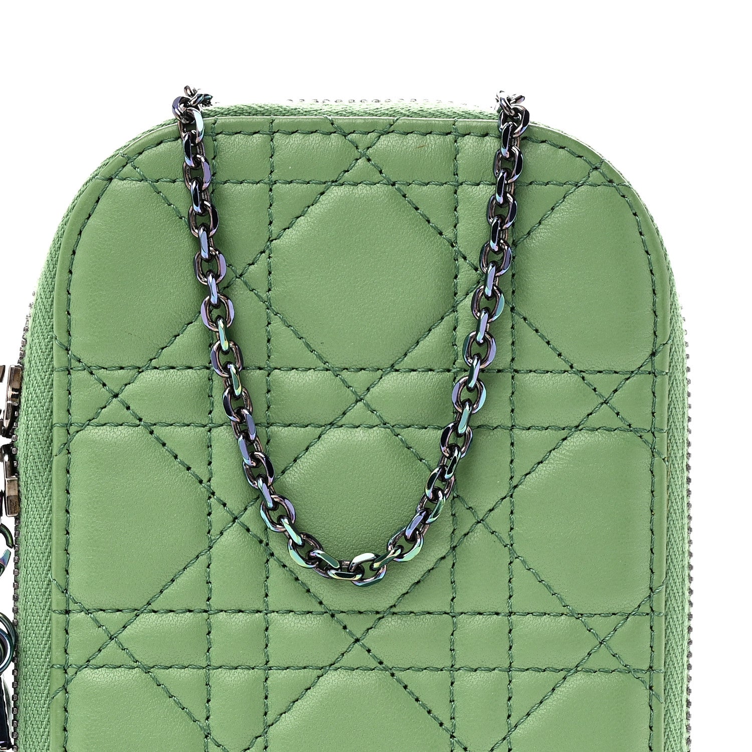 Christian Dior Lambskin Cannage Lady Dior Phone Holder Jade Green 7 of 9