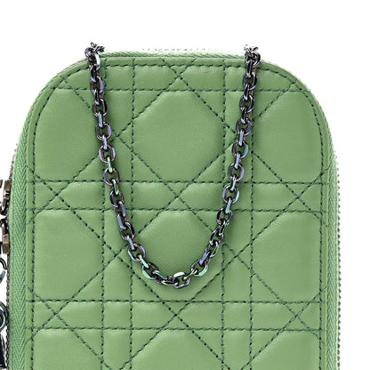Christian Dior Lambskin Cannage Lady Dior Phone Holder Jade Green 7 of 9