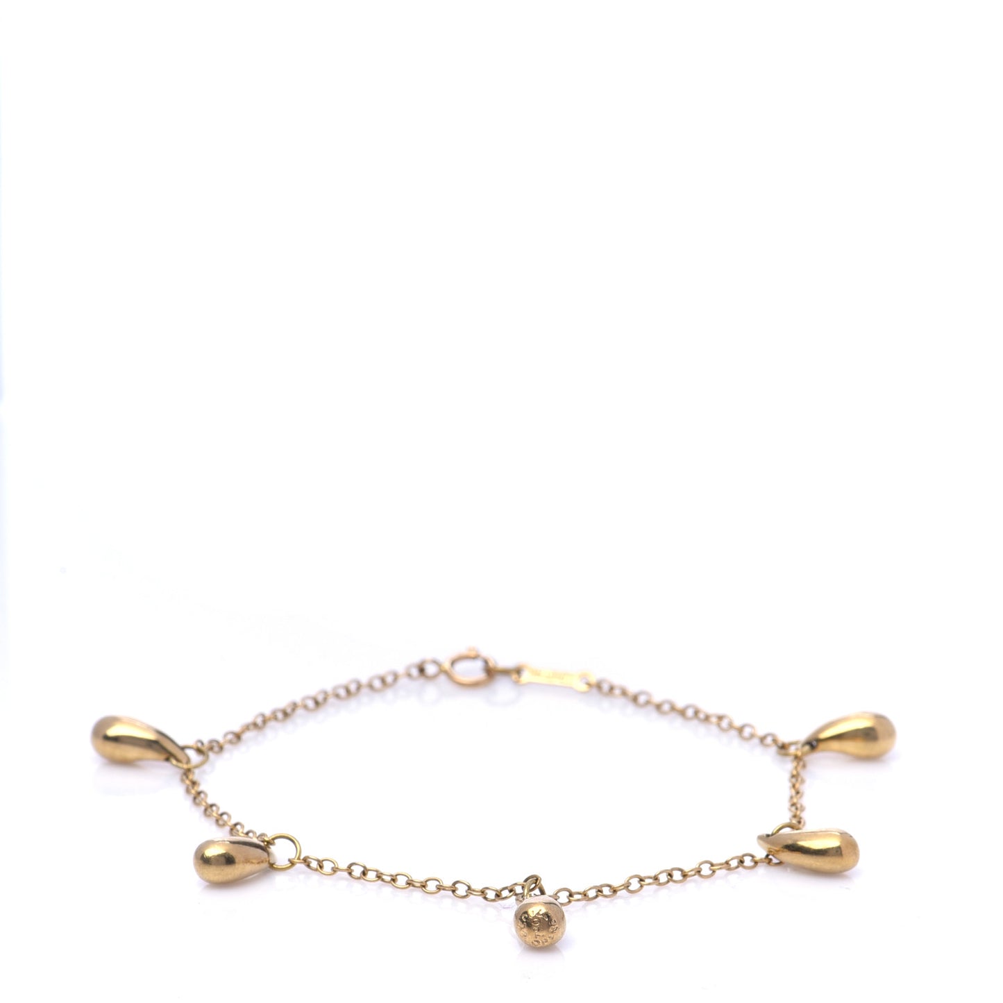18K Yellow Gold Elsa Peretti Five Teardrop Charm Bracelet