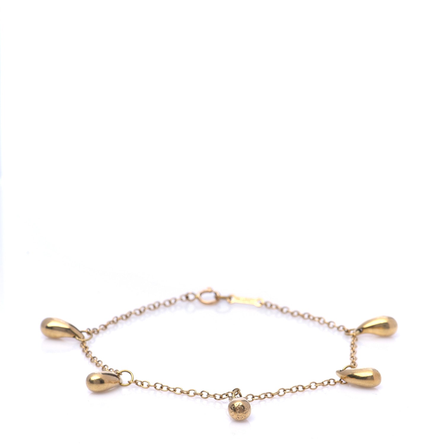 Tiffany 18K Yellow Gold Elsa Peretti Five Teardrop Charm Bracelet 1 of 6