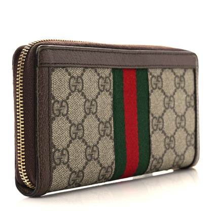 Gucci GG Supreme Monogram Web Ophidia Zip Around Wallet Brown 2 of 5