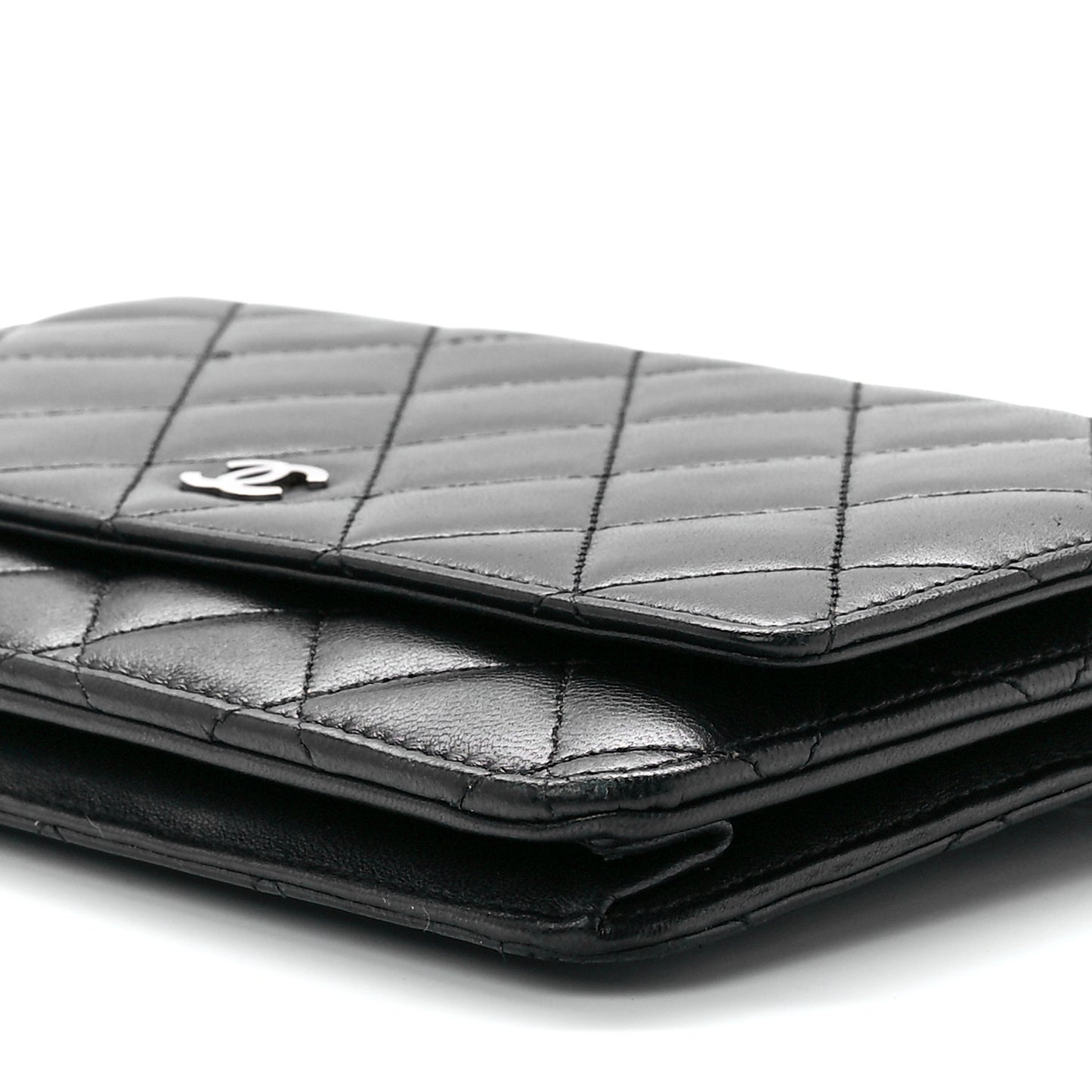 Lambskin Quilted Wallet On Chain WOC Black