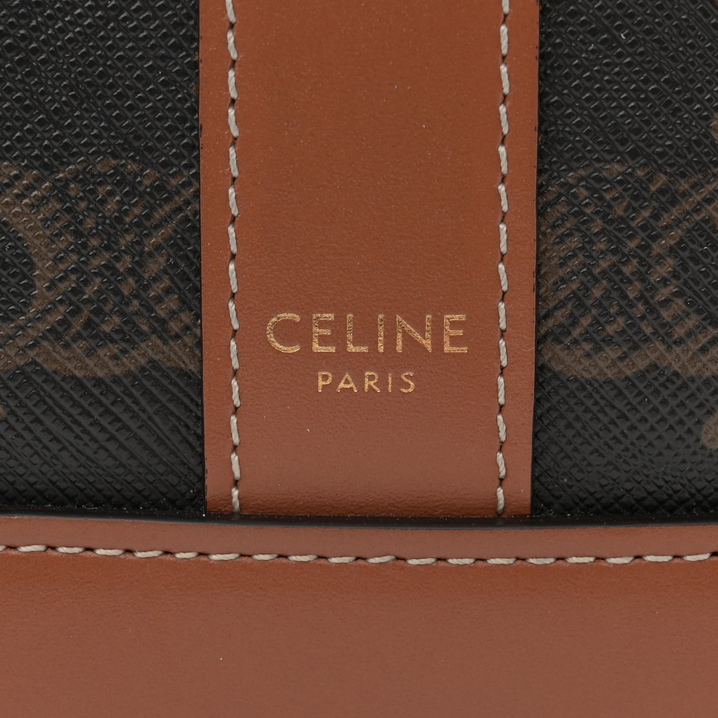 Triomphe Canvas Calfskin Small Bucket Bag Tan