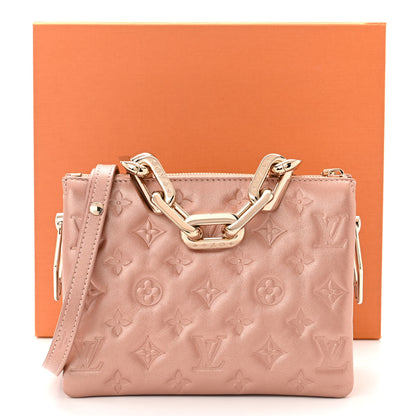 Louis Vuitton Metallic Lambskin Embossed Monogram Coussin BB Pink Gold 10 of 10