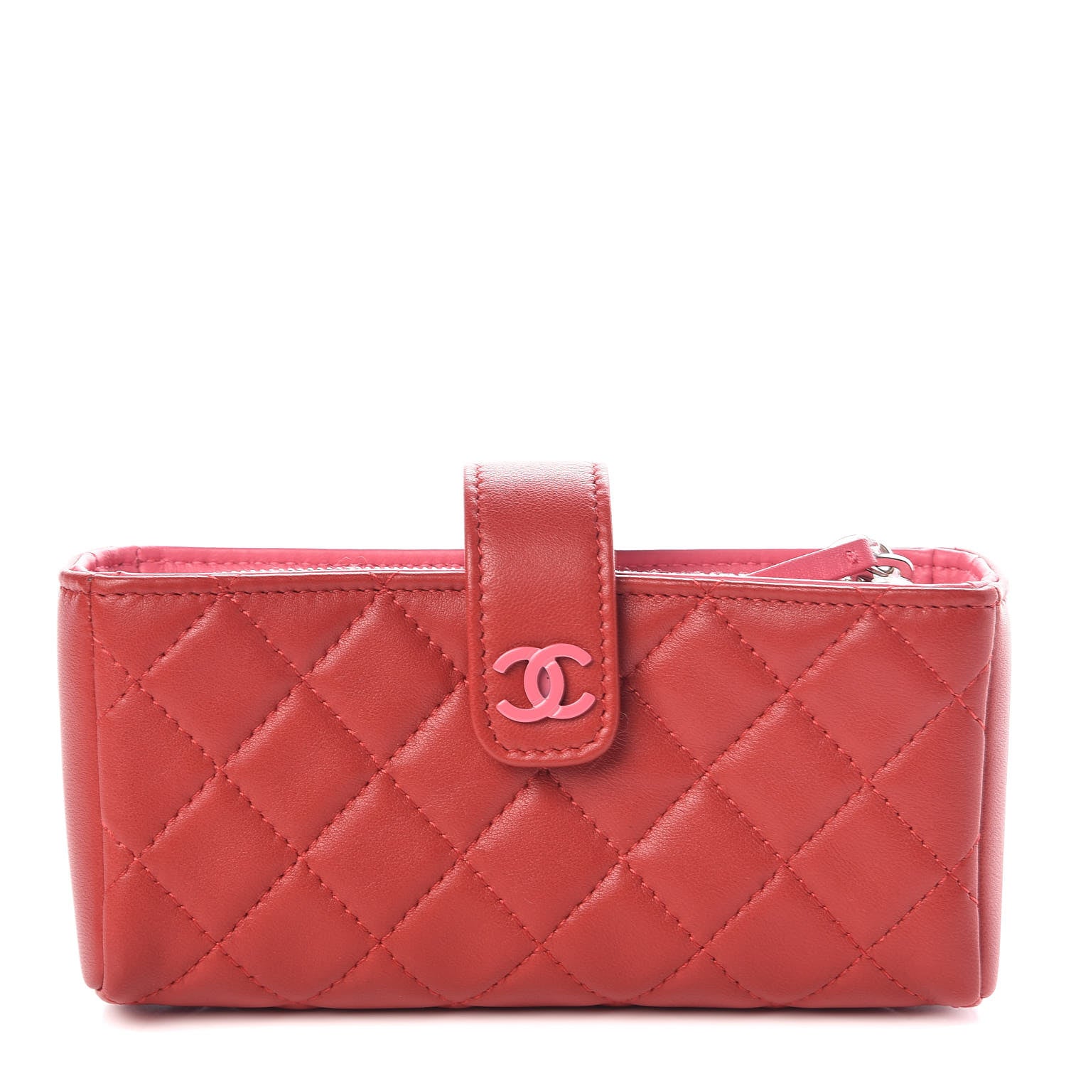 Chanel Lambskin Quilted Mini Phone Holder Clutch Red 1 of 9
