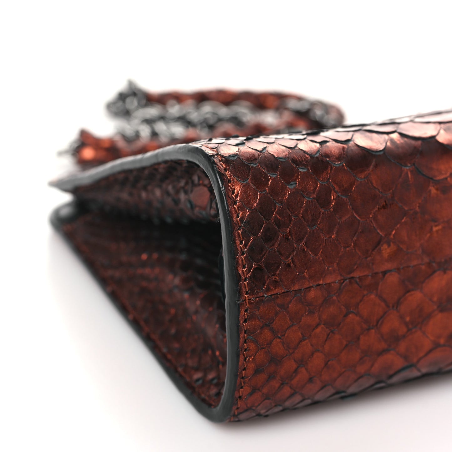 Snakeskin Small Cosmo T Lock Chain Bag Rust