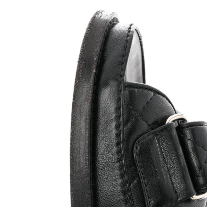 Chanel Grained Calfskin Velcro Dad Sandals 36 Black 10 of 11