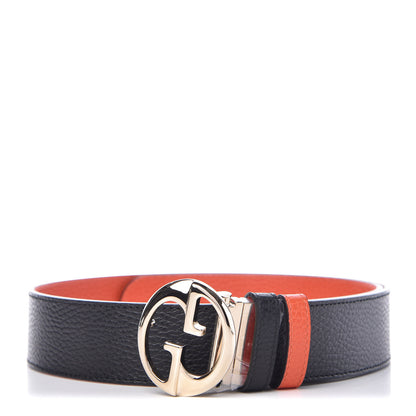 Gucci Calfskin 1973 Reversible Belt 85 34 Orange Black 1 of 7