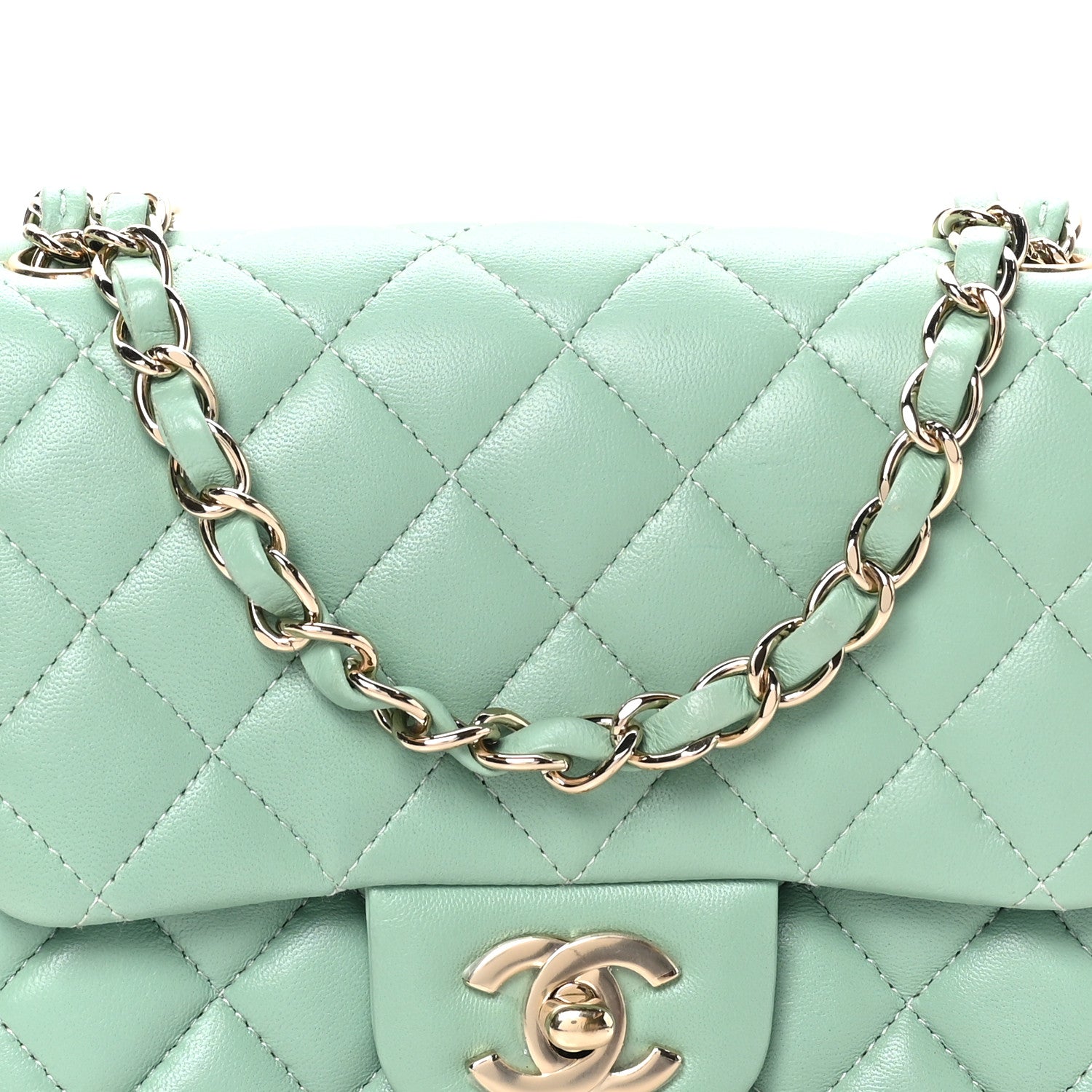 Chanel Lambskin Quilted Mini Square Flap Light Green 8 of 10