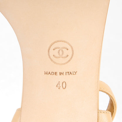 Chanel Lambskin Quilted Reissue Chain Pearl CC Sandals 40 Beige 6 of 9