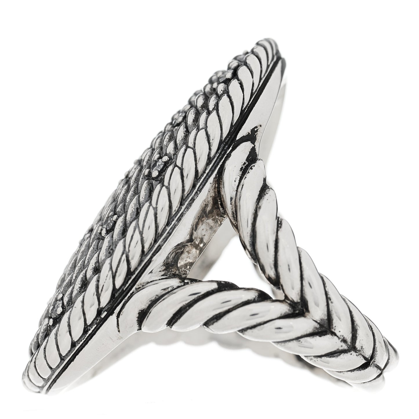 Sterling Silver Diamond Cable Coil Ring 54 7
