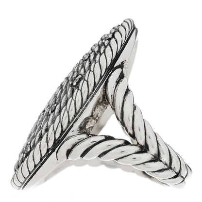 David Yurman Sterling Silver Diamond Cable Coil Ring 54 7 2 of 4