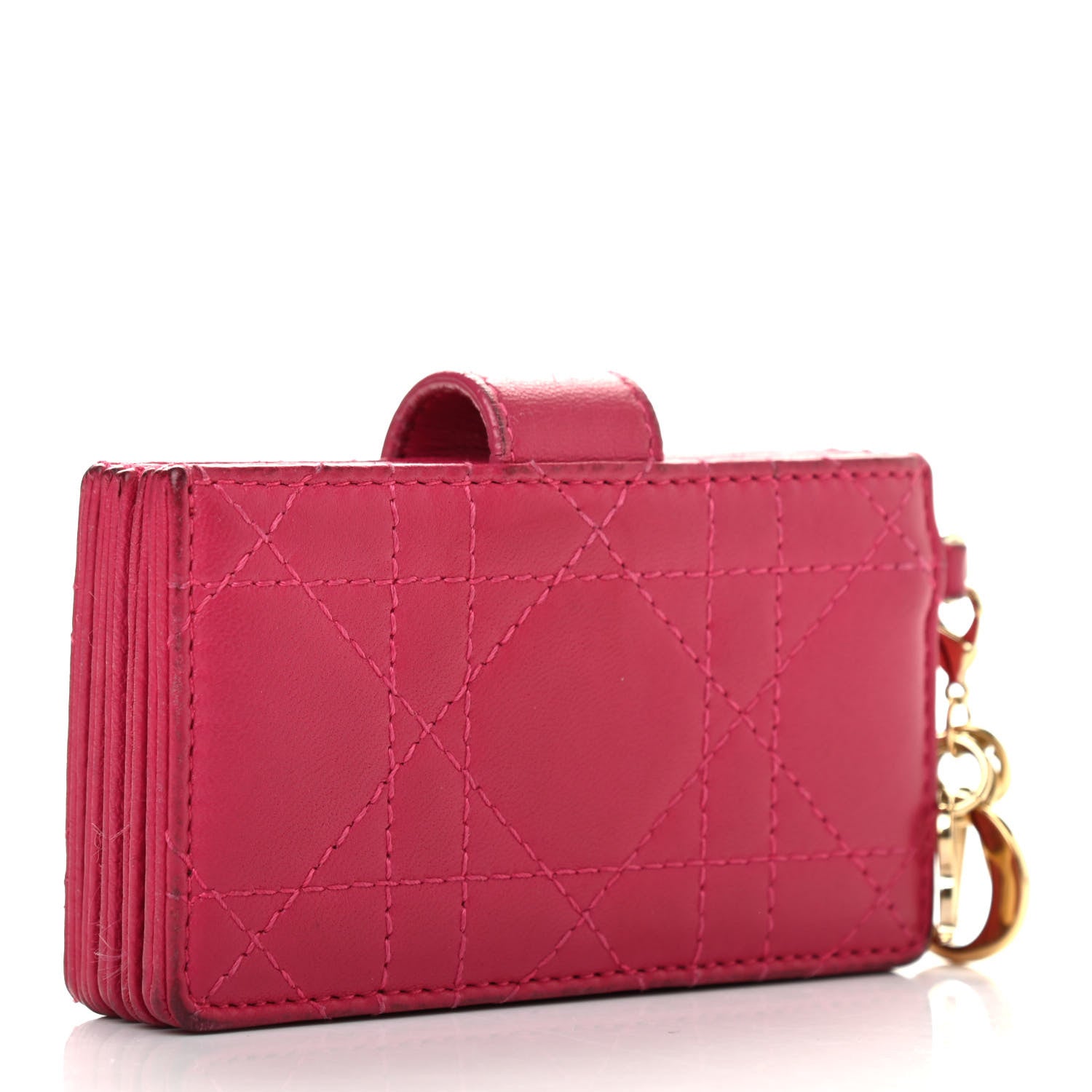 Christian Dior Lambskin Cannage Lady Dior 5-Gusset Card Holder Fuchsia 3 of 12