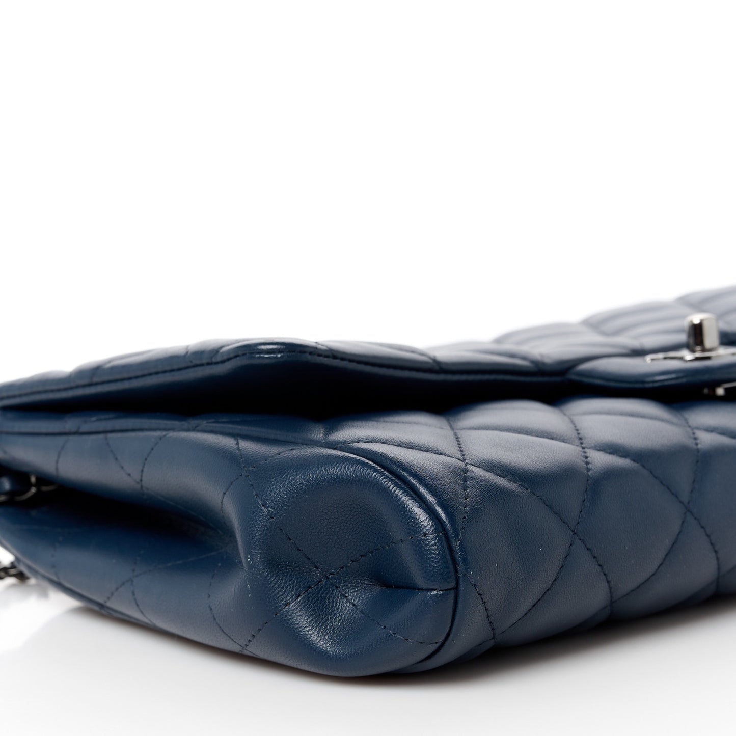 Lambskin Quilted Clutch with Chain Flap Navy