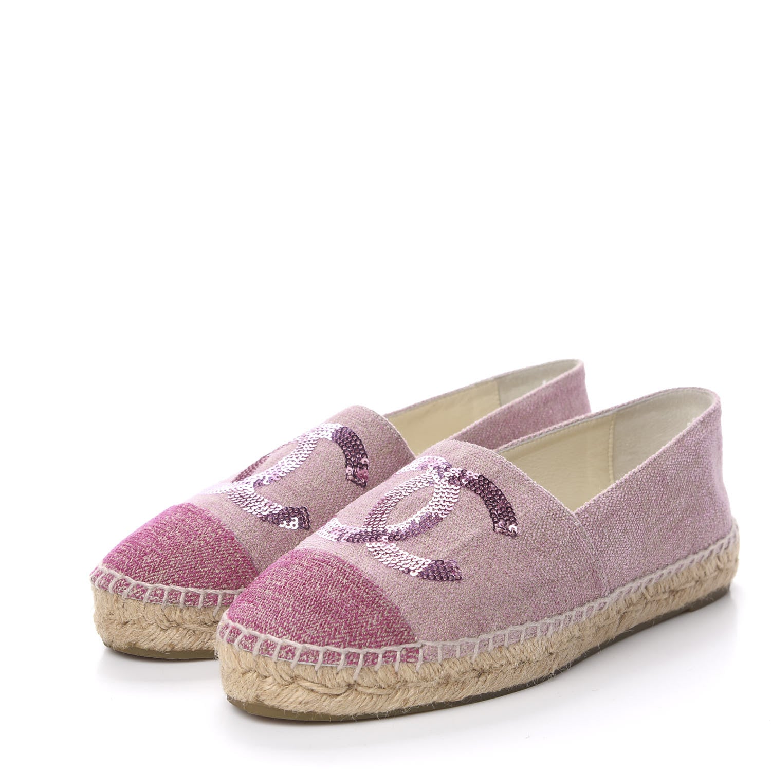Chanel Toile Sequin CC Espadrilles 36 Pink Dark Pink 3 of 14