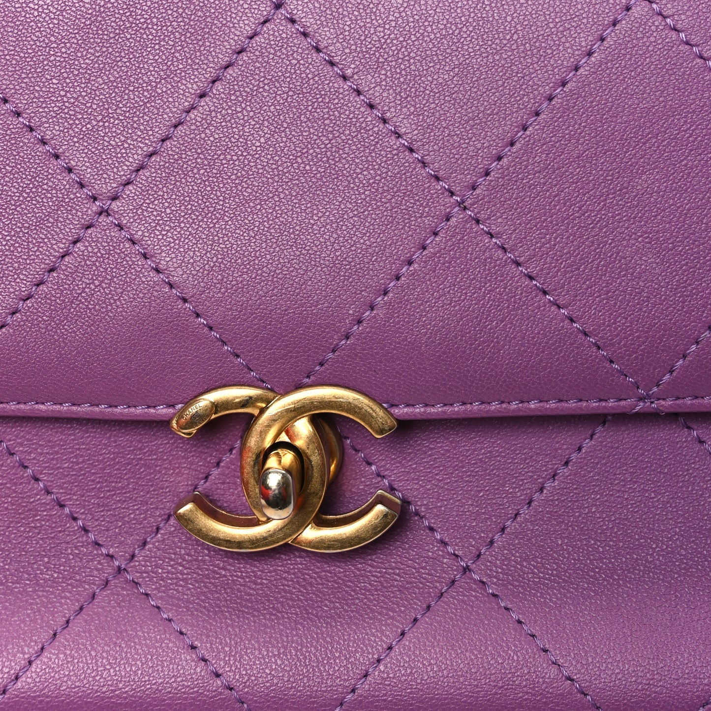Lambskin Sleek And Chic Flap Purple