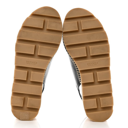 Hermes Goatskin Envie 30 Espadrille Wedge Sandals 36 Black 5 of 9