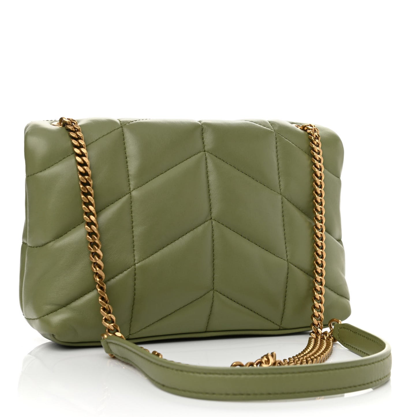 Lambskin Quilted Toy Loulou Puffer Monogram Chain Satchel Light Pistache