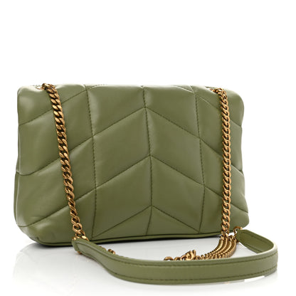 Saint Laurent Lambskin Quilted Toy Loulou Puffer Monogram Chain Satchel Light Pistache 3 of 13