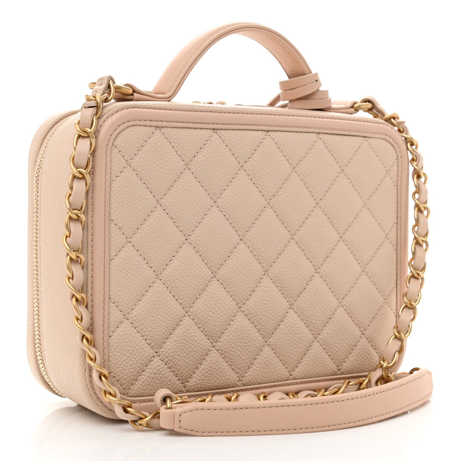Chanel Caviar Quilted Medium CC Filigree Vanity Case Beige 3 of 10