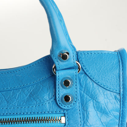 Balenciaga Agneau Classic Silver Hardware Mini City Bleu Azur Clair 6 of 10