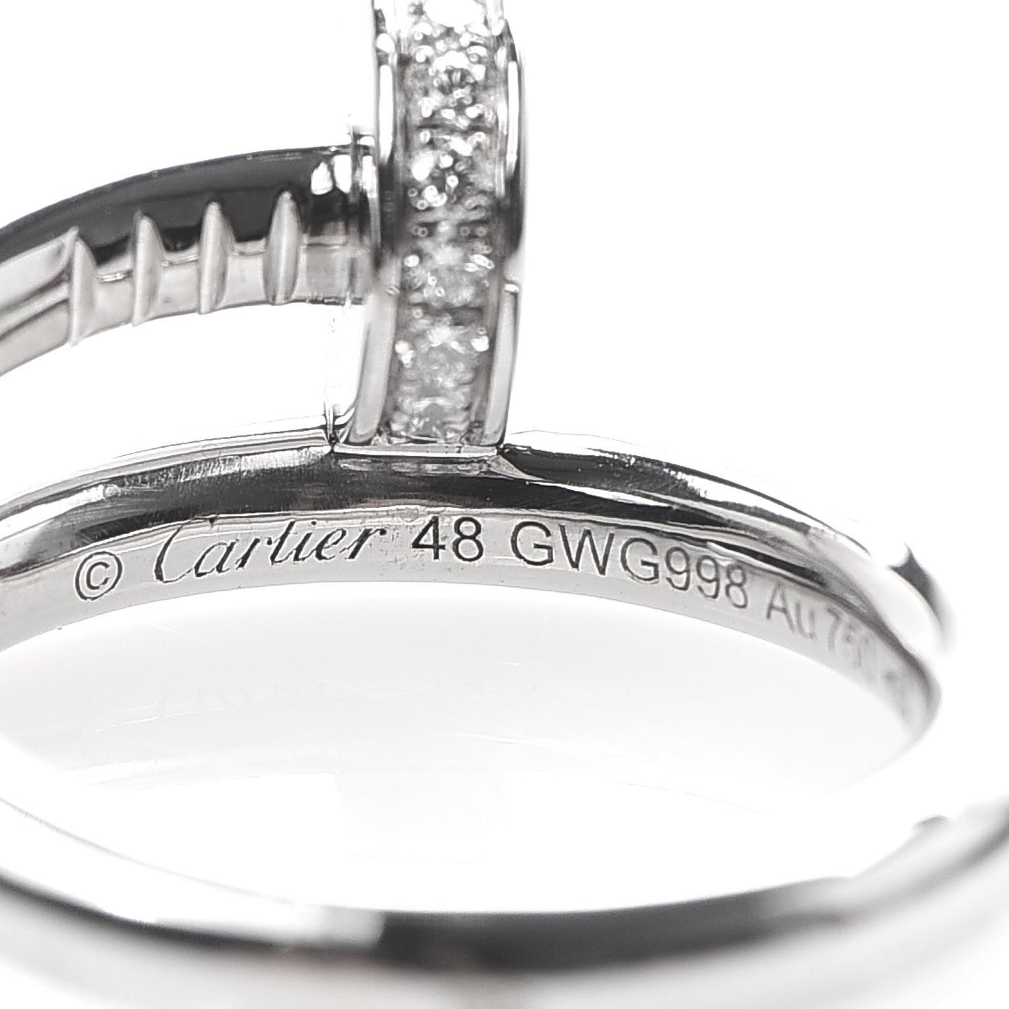 18K White Gold Diamond Juste Un Clou Ring 48 4.5