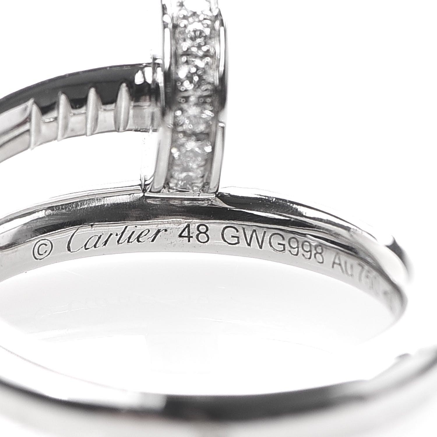 Cartier 18K White Gold Diamond Juste Un Clou Ring 48 4.5 4 of 6