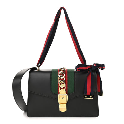 Gucci Calfskin Small Sylvie Shoulder Bag Black 1 of 9