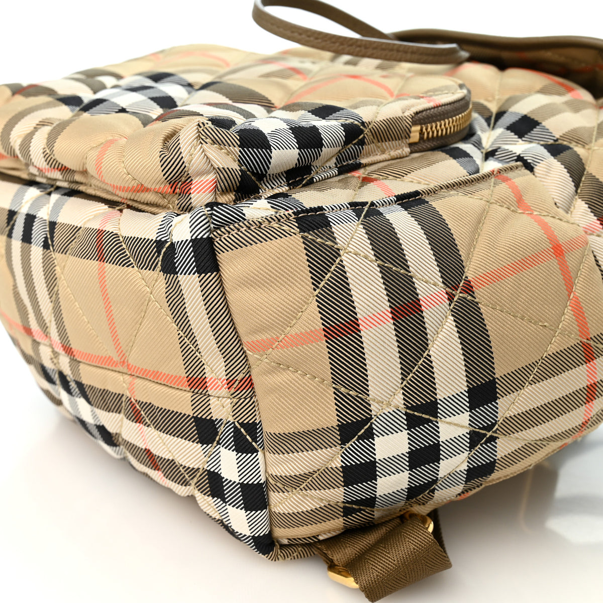 Nylon Check Horseshoe Backpack Sand Beige