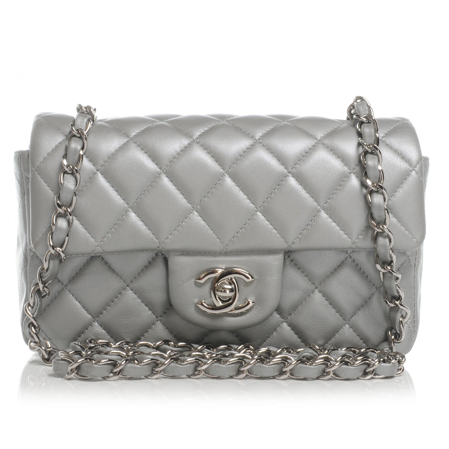 Chanel Lambskin Quilted Mini Flap Silver 1 of 8