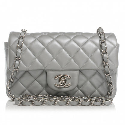 Chanel Lambskin Quilted Mini Flap Silver 1 of 8