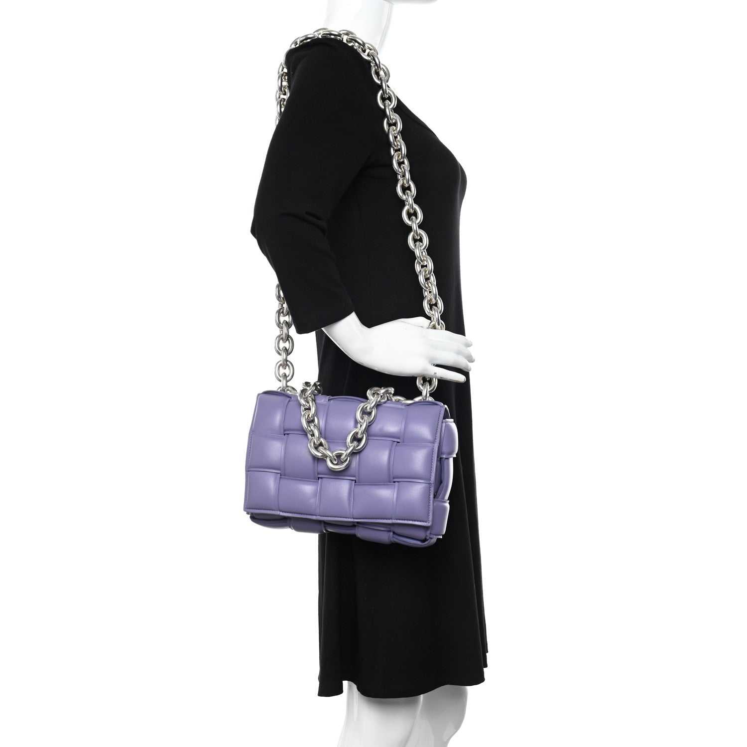 Bottega Veneta Lambskin Maxi Intreccio Padded Chain Cassette Crossbody Bag Lavender 2 of 10