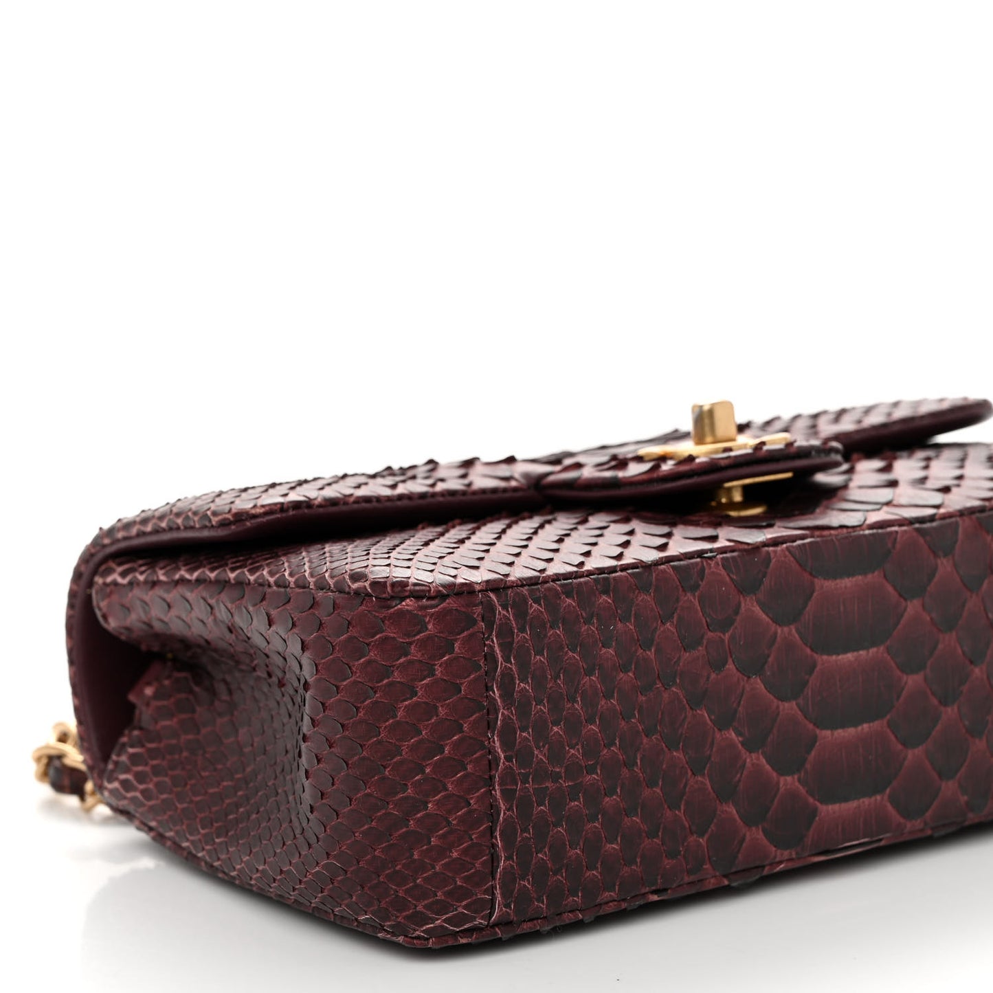 Snakeskin Mini Rectangular Flap Burgundy