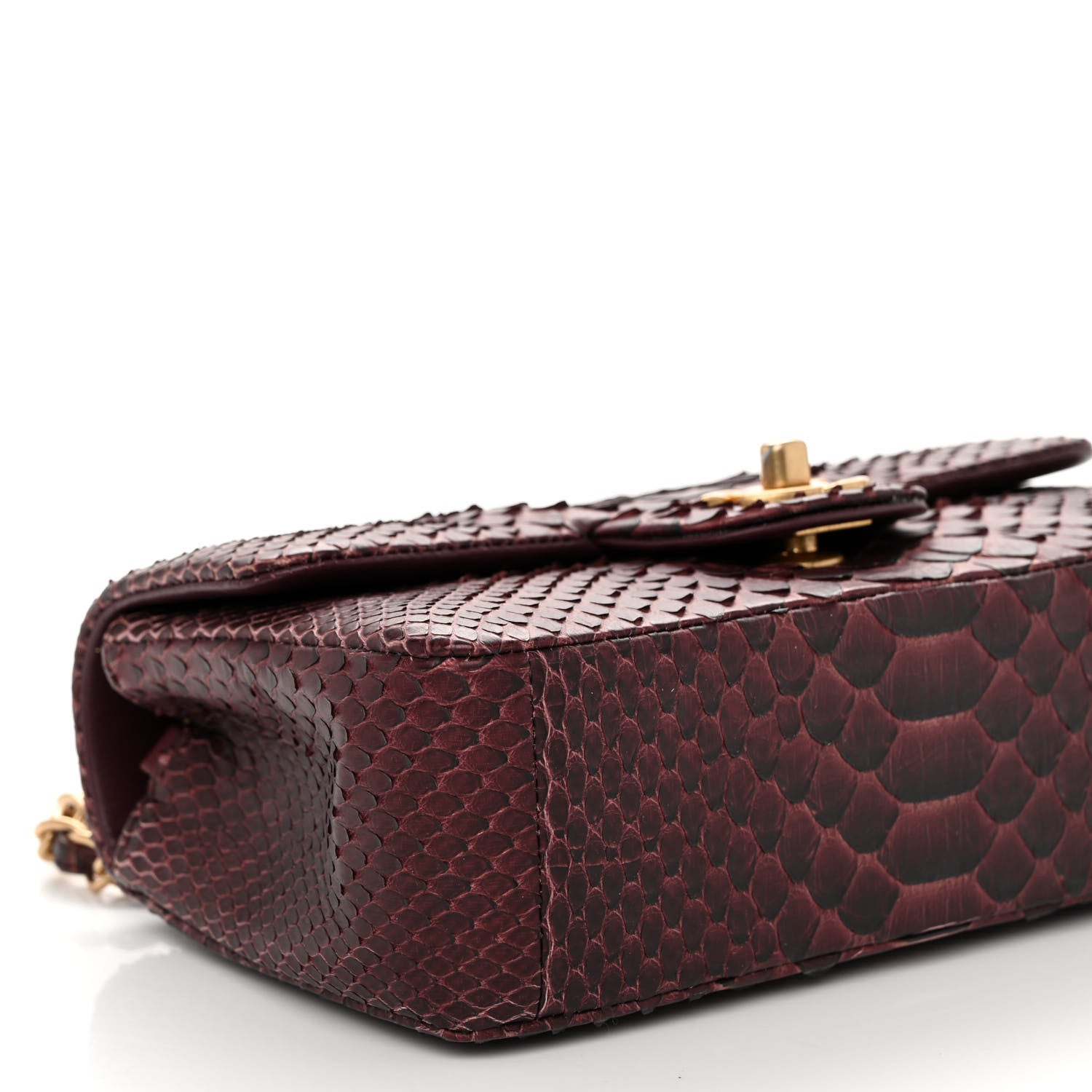 Chanel Snakeskin Mini Rectangular Flap Burgundy 9 of 13