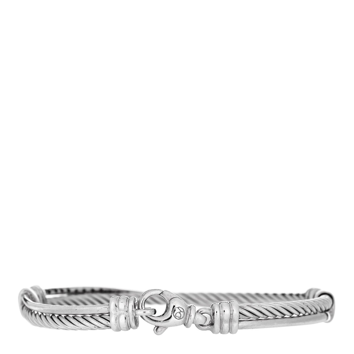 David Yurman Sterling Silver Diamond 3mm Crossover Bracelet 2 of 3