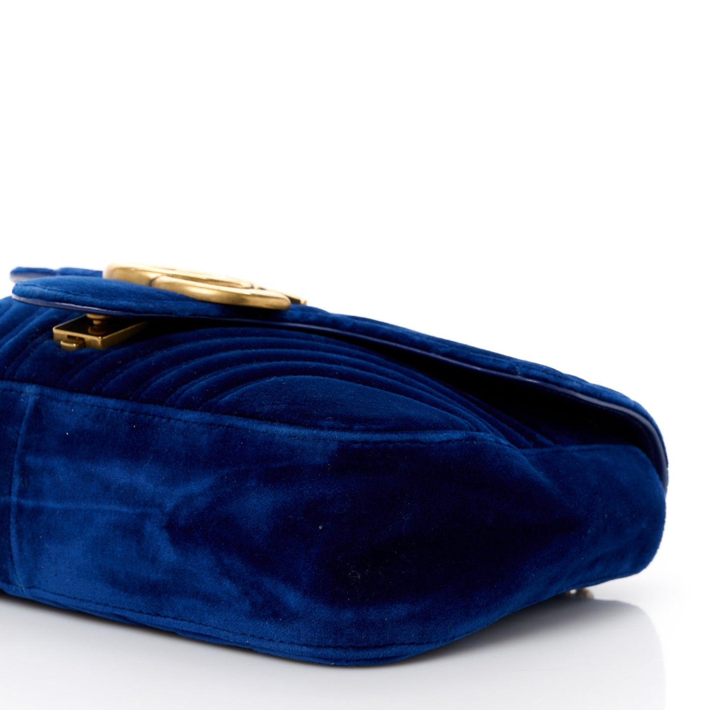 Velvet Matelasse Medium GG Marmont Shoulder Bag Cobalt Blue