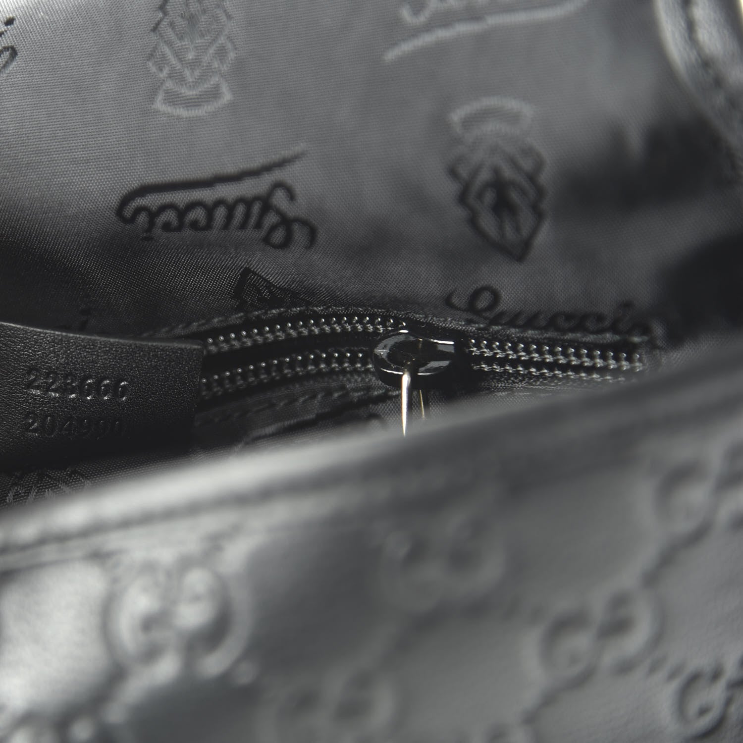 Gucci Guccissima Small Flap Messenger Bag Black 9 of 10