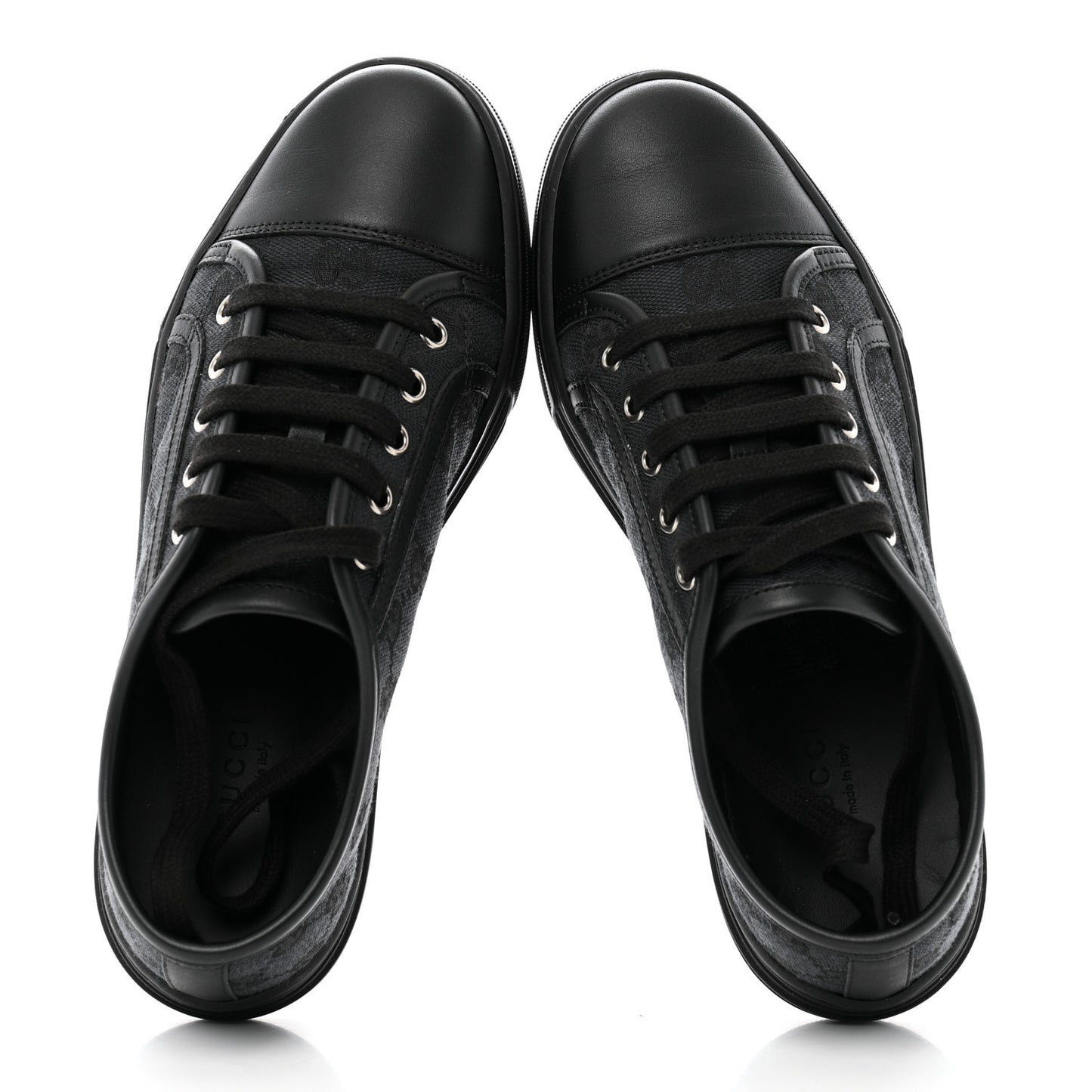 GG Monogram Calfskin Womens Low Top Sneakers 36 Piombo Black