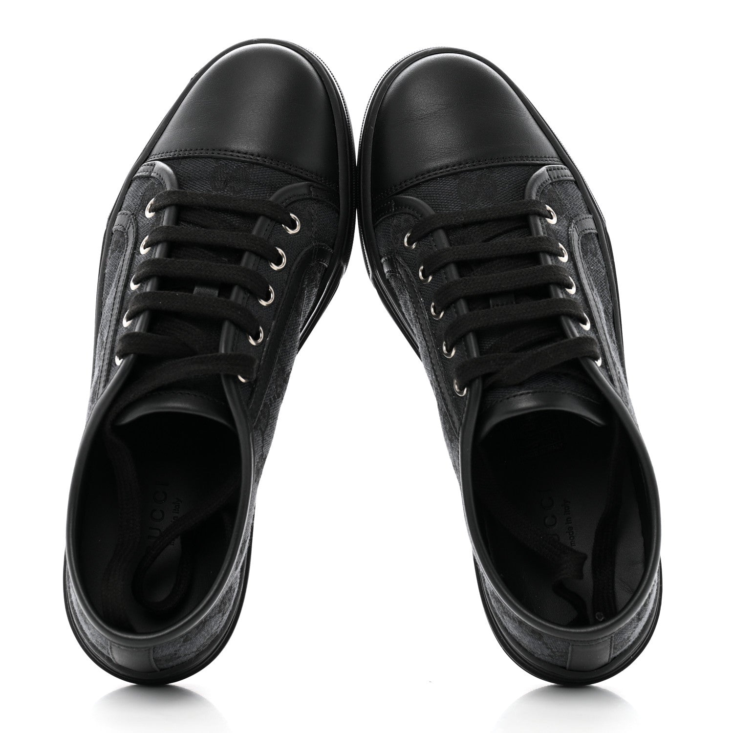 Gucci GG Monogram Calfskin Womens Low Top Sneakers 36 Piombo Black 2 of 11