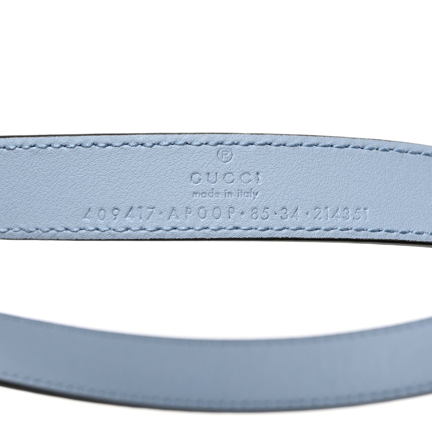 Gucci Moon Calfskin Palladium Double G 20mm Belt 85 34 Porcelain Light Blue 4 of 7