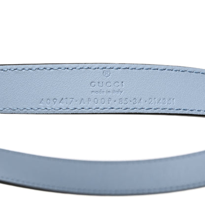 Gucci Moon Calfskin Palladium Double G 20mm Belt 85 34 Porcelain Light Blue 4 of 7