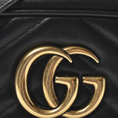 Gucci Calfskin Matelasse Small GG Marmont Chain Shoulder Bag Black 8 of 11