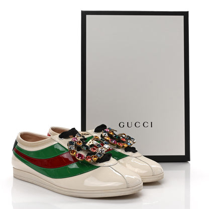 Gucci Patent Crystal Web GG Womens Falacer Sneakers 38 Mystic White 9 of 9