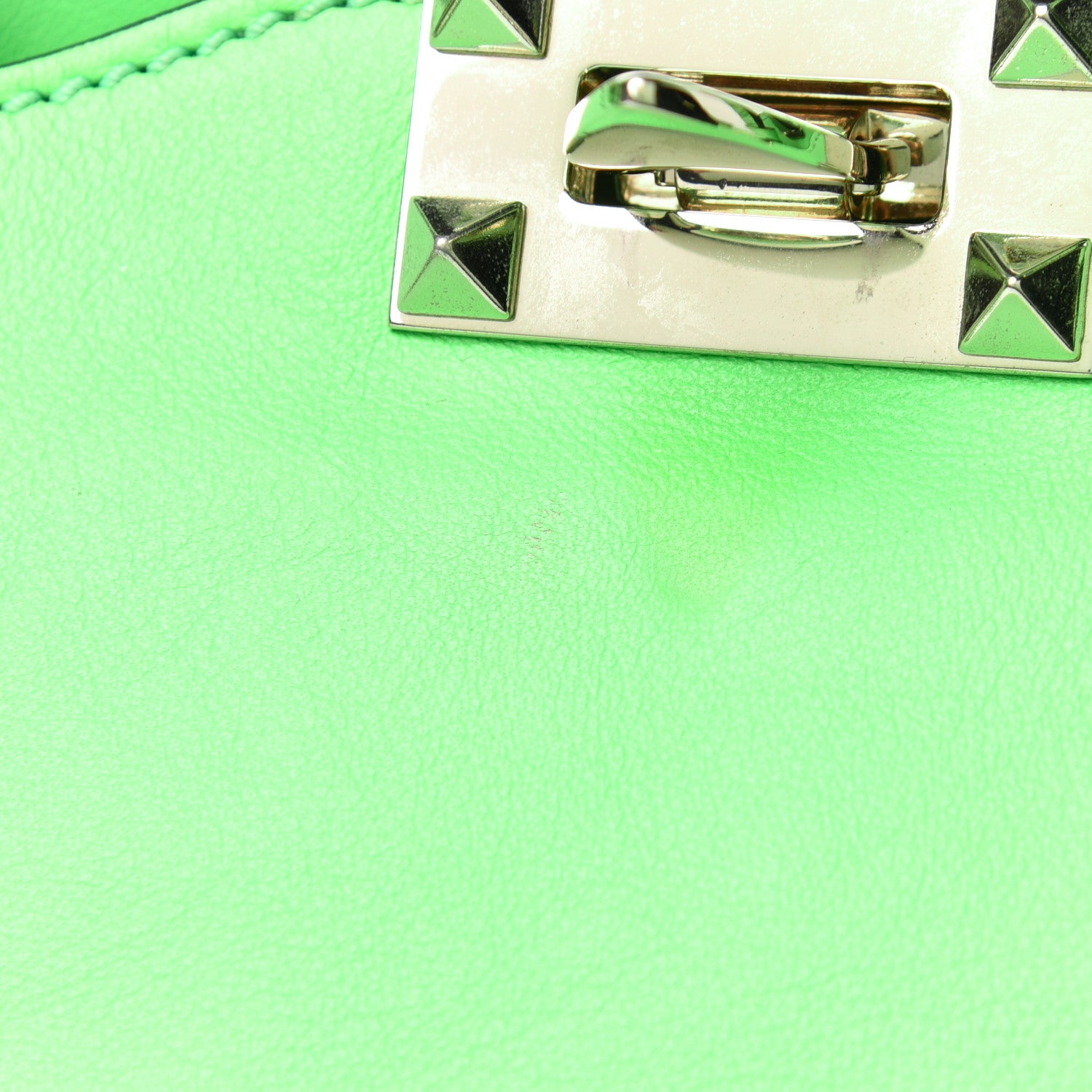 Valentino Garavani Vitello Small Rockstud Tote Green Fluo 11 of 12